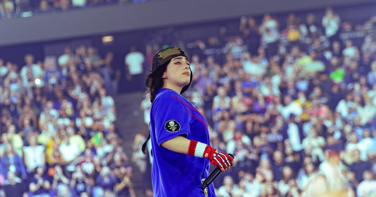 Billie Eilish performing at The O2 in London